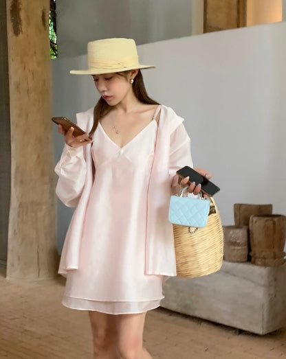 Minimalist V-neck Camisole + Shirt Set