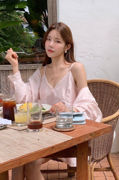 Minimalist V-neck Camisole + Shirt Set