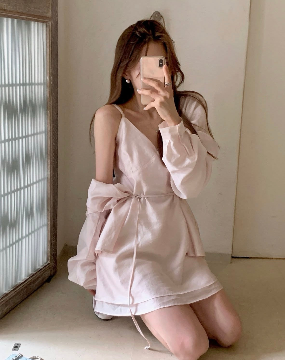 Minimalist V-neck Camisole + Shirt Set