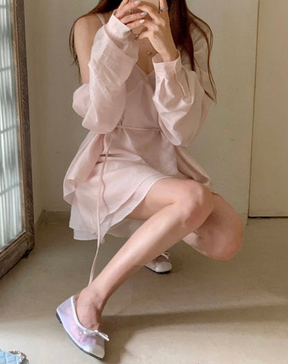 Minimalist V-neck Camisole + Shirt Set