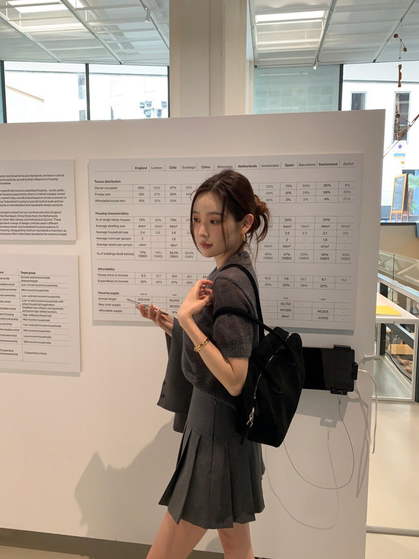 翻領針織短袖top