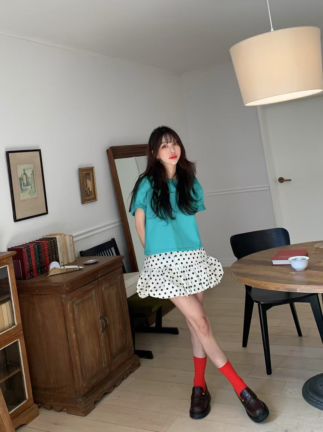 甜美波點蓬蓬半裙