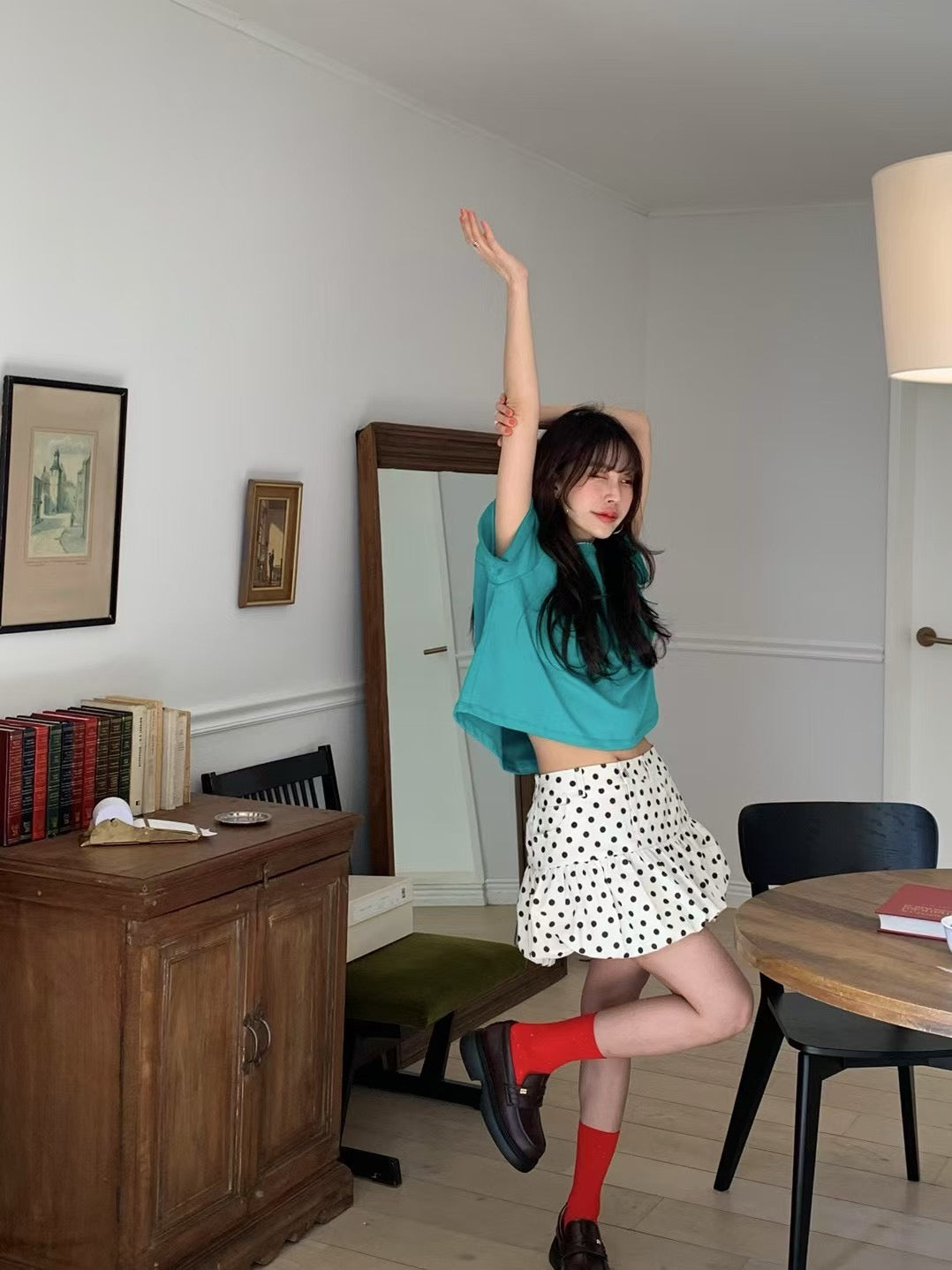 甜美波點蓬蓬半裙