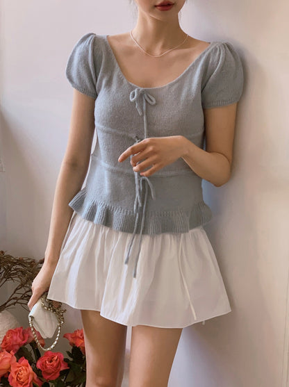 甜美蝴蝶結針織top