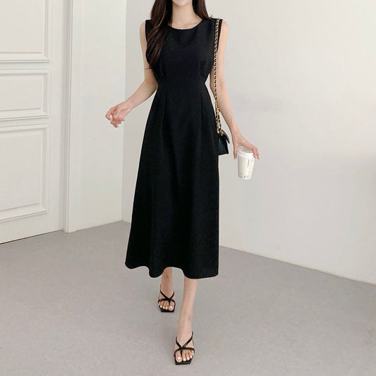 法式系帶無袖連身裙