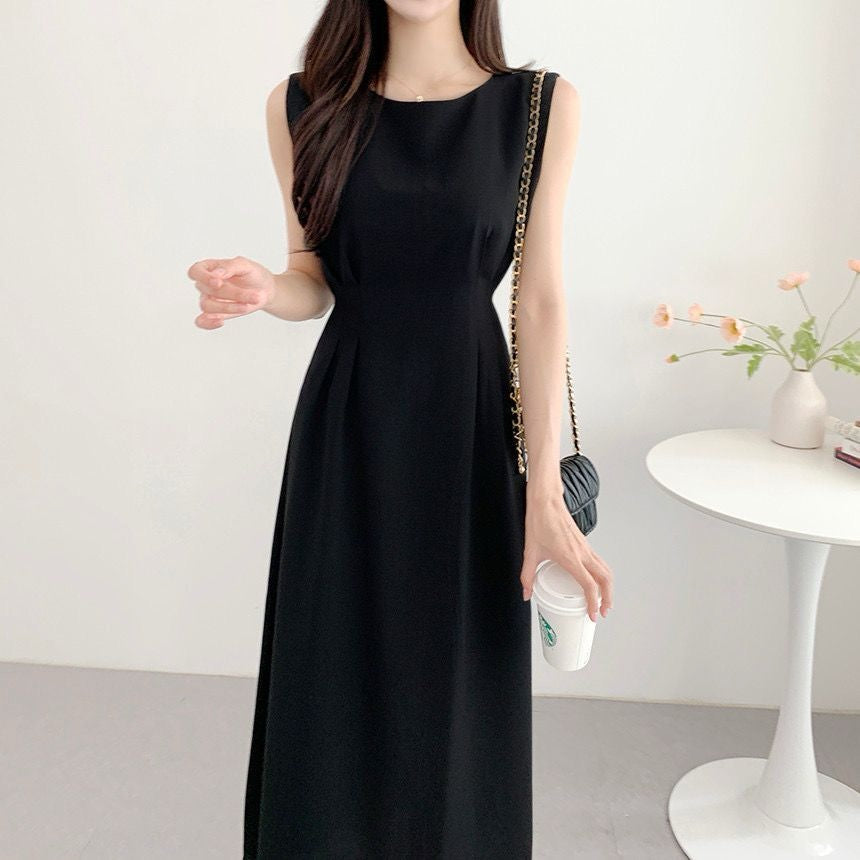 フレンチ系レースアップノースリーブワンピース