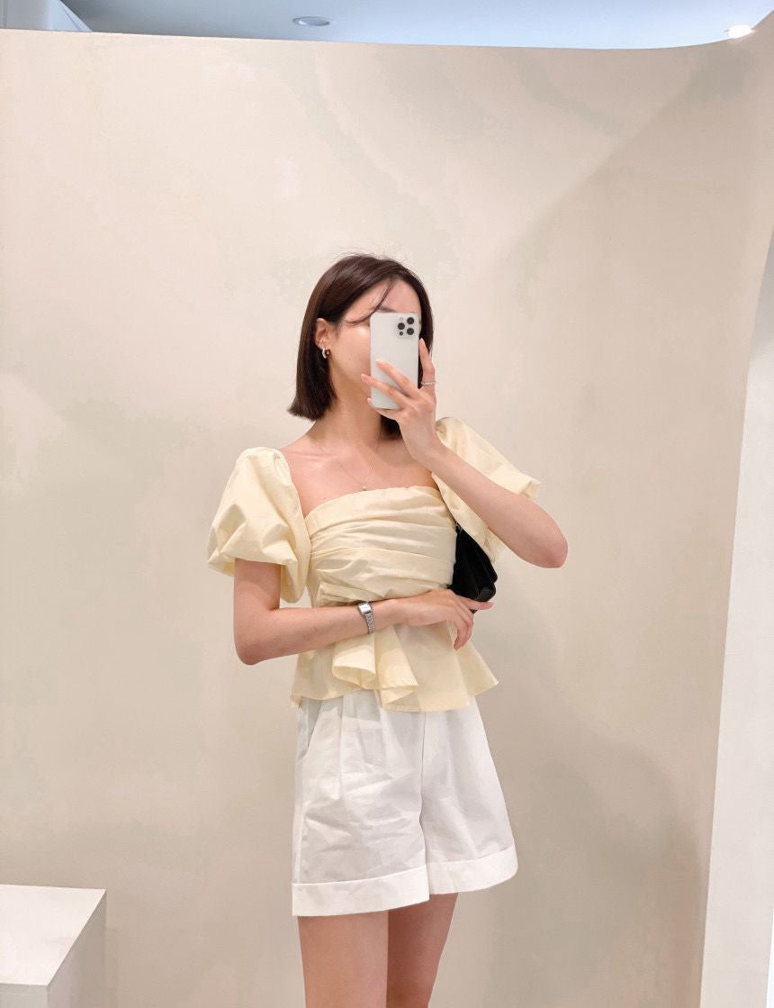 French Off-the-Shoulder Bustier Blouse