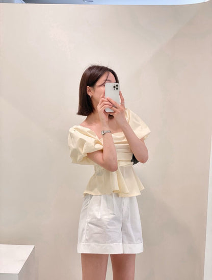 French Off-the-Shoulder Bustier Blouse