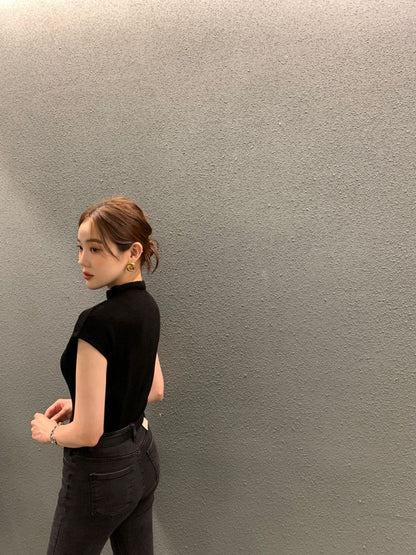 立領顯瘦針織top