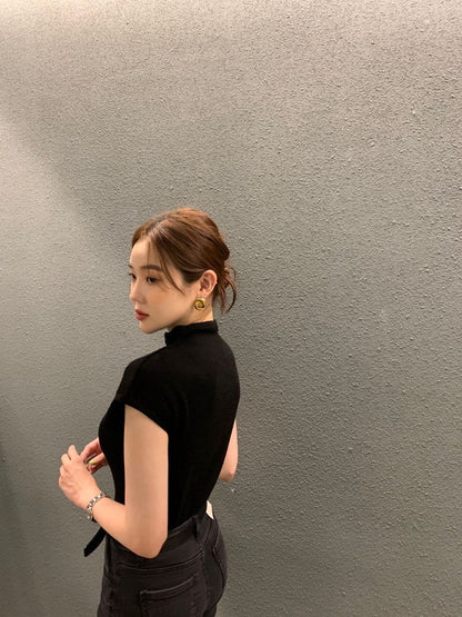 立領顯瘦針織top