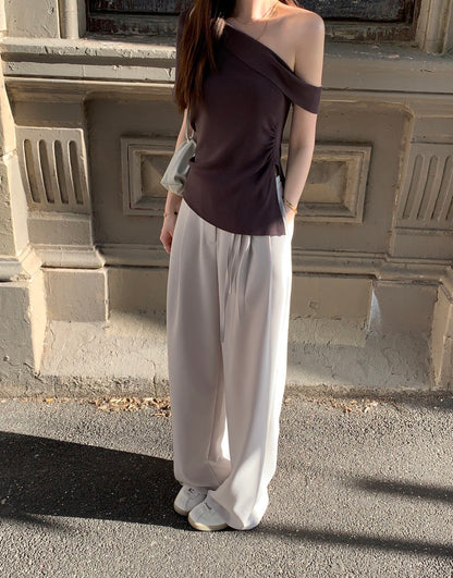 French-style asymmetrical off-shoulder top