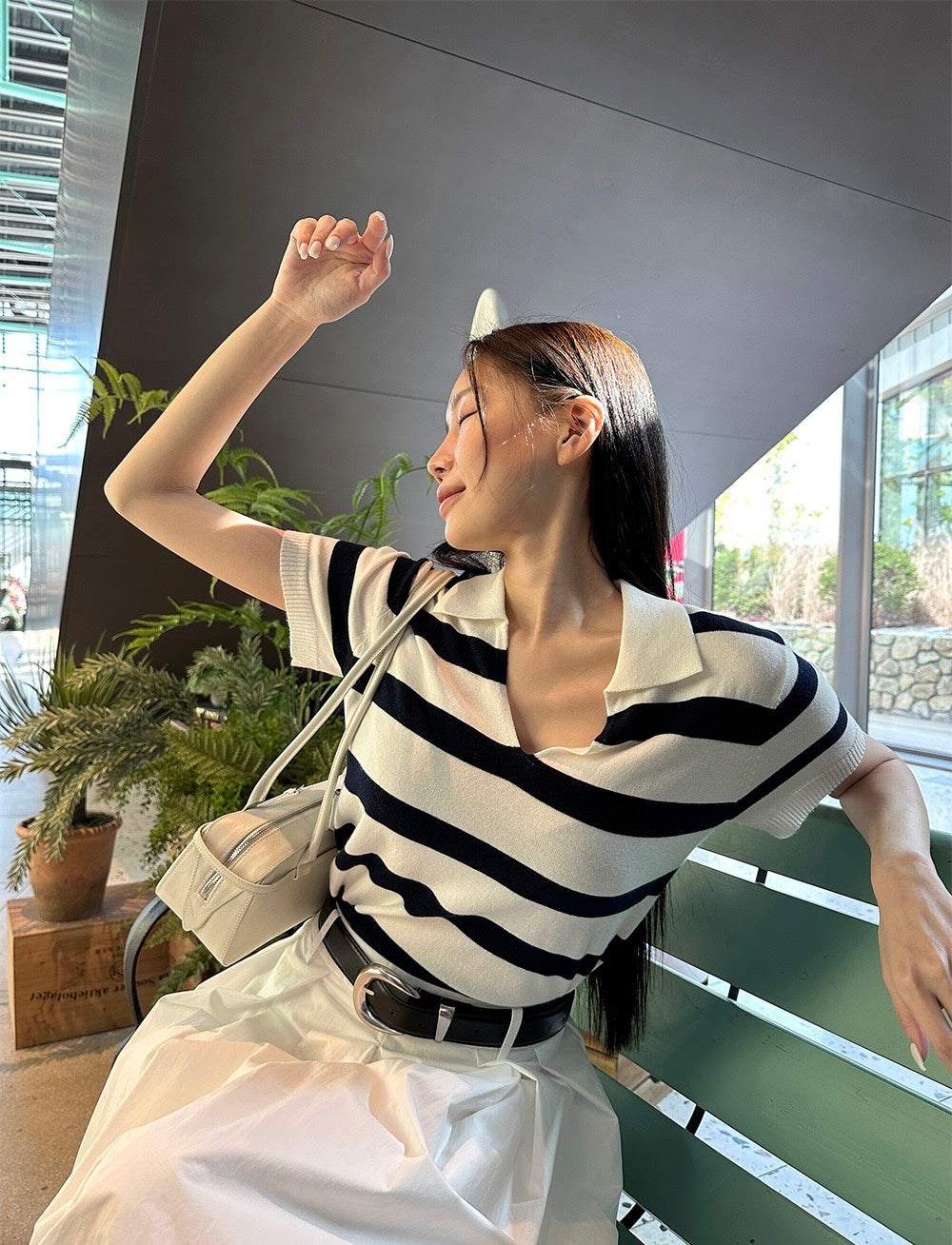 Minimalist Collared Striped Top