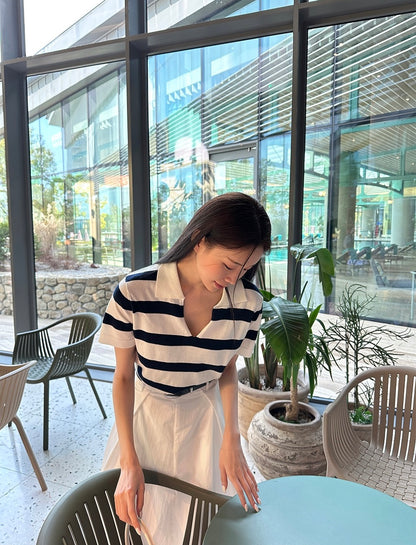 Minimalist Collared Striped Top