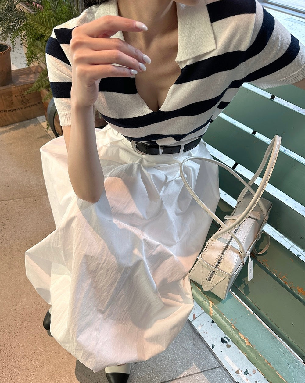 Minimalist Collared Striped Top