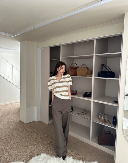 Minimalist Collared Striped Top