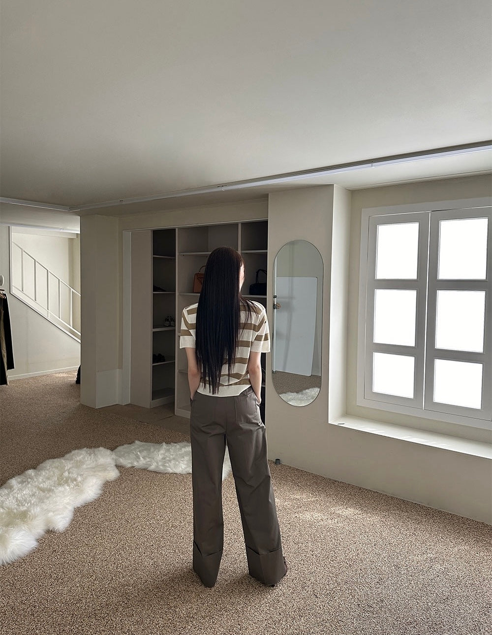 Minimalist Collared Striped Top