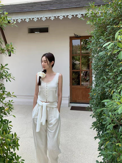 甜美U型針織背心