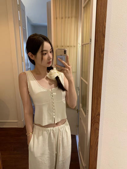 甜美U型針織背心