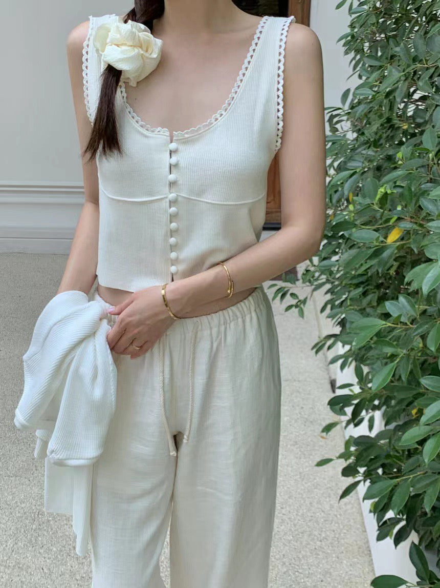 甜美U型針織背心