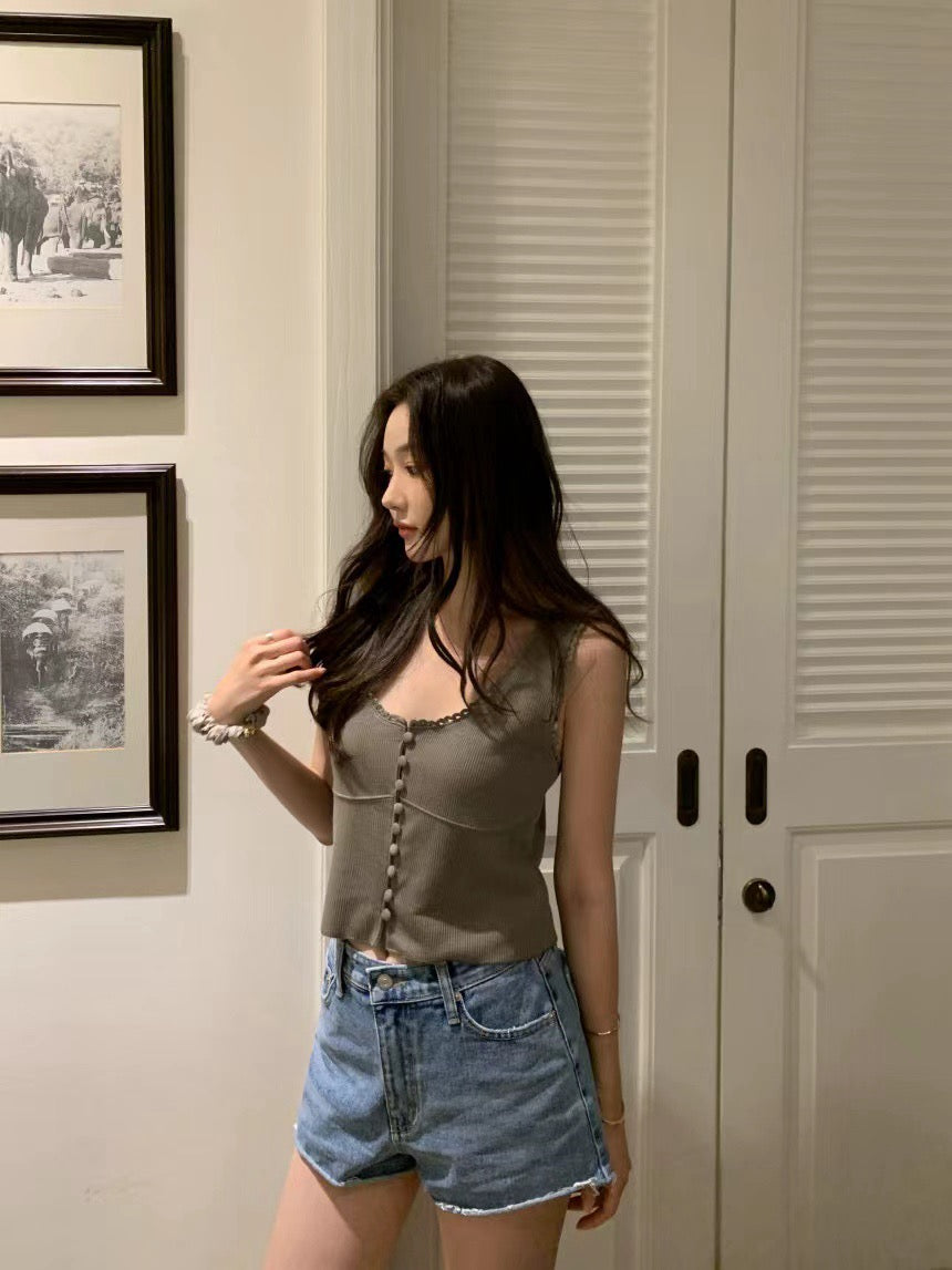 甜美U型針織背心