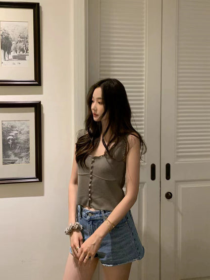 甜美U型針織背心