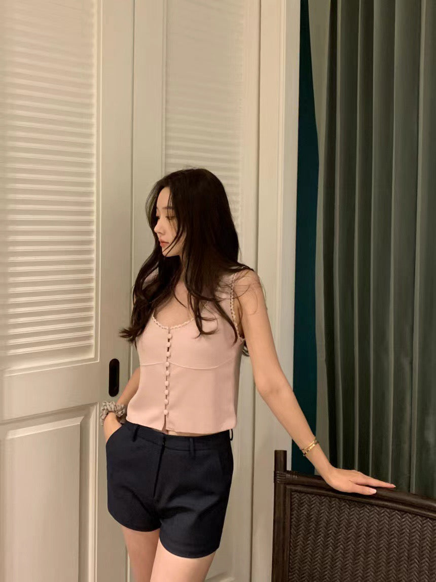 甜美U型針織背心