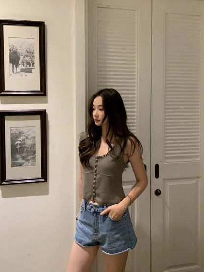 甜美U型針織背心