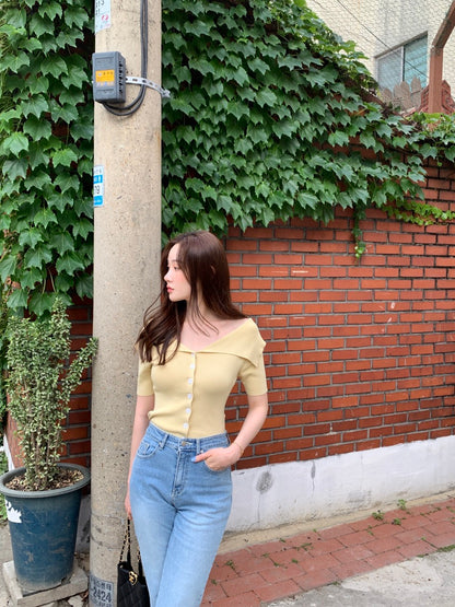 Off-shoulder Slim Fit Knitted Top