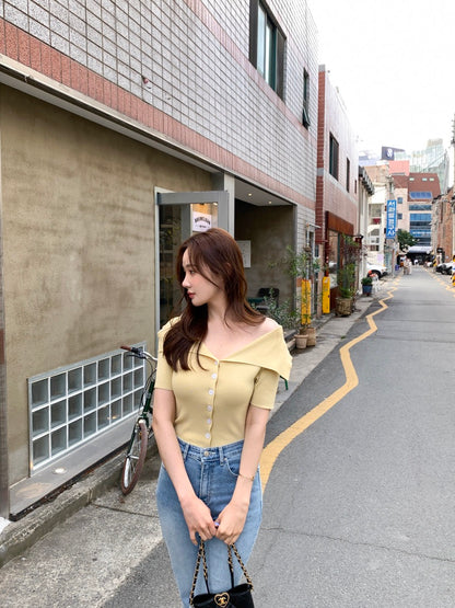 Off-shoulder Slim Fit Knitted Top