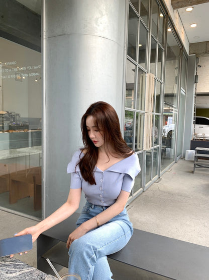 Off-shoulder Slim Fit Knitted Top