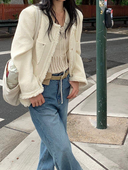 透かし編みトップ