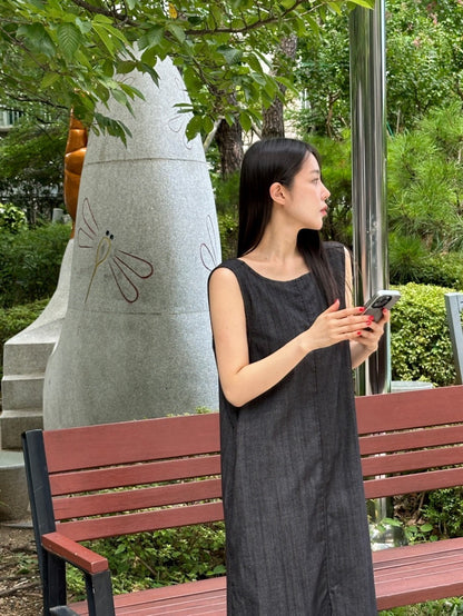 簡約無袖寬鬆牛仔連身裙