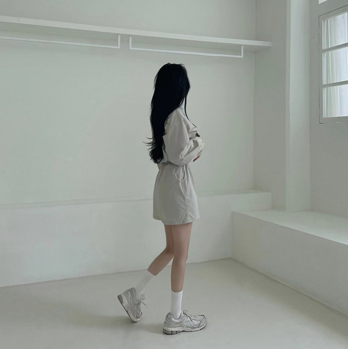 Casual Turn-down Collar Long Sleeve Jacket + High Waist Skirt Set