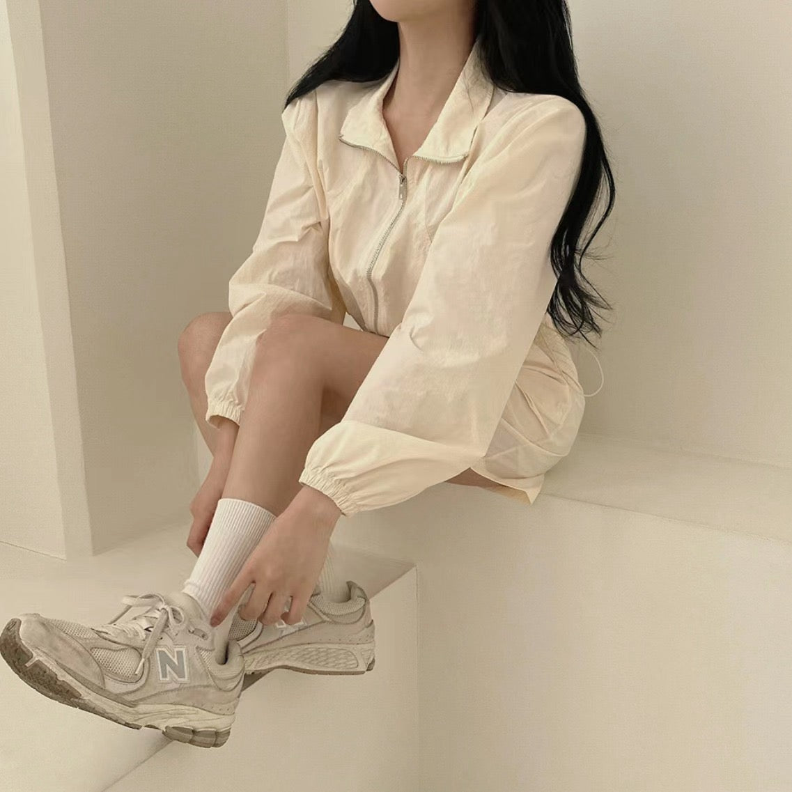 Casual Turn-down Collar Long Sleeve Jacket + High Waist Skirt Set