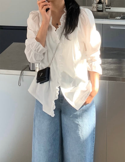 プリーツフリルブラウス