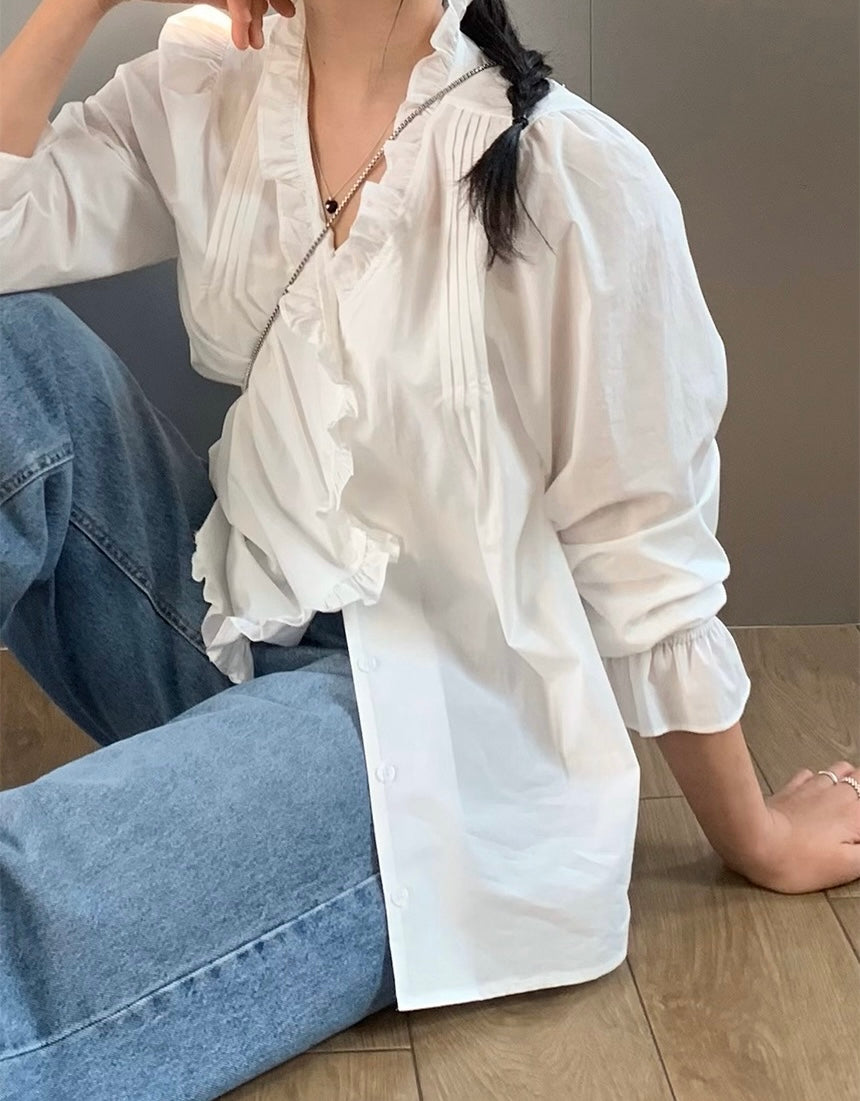 プリーツフリルブラウス