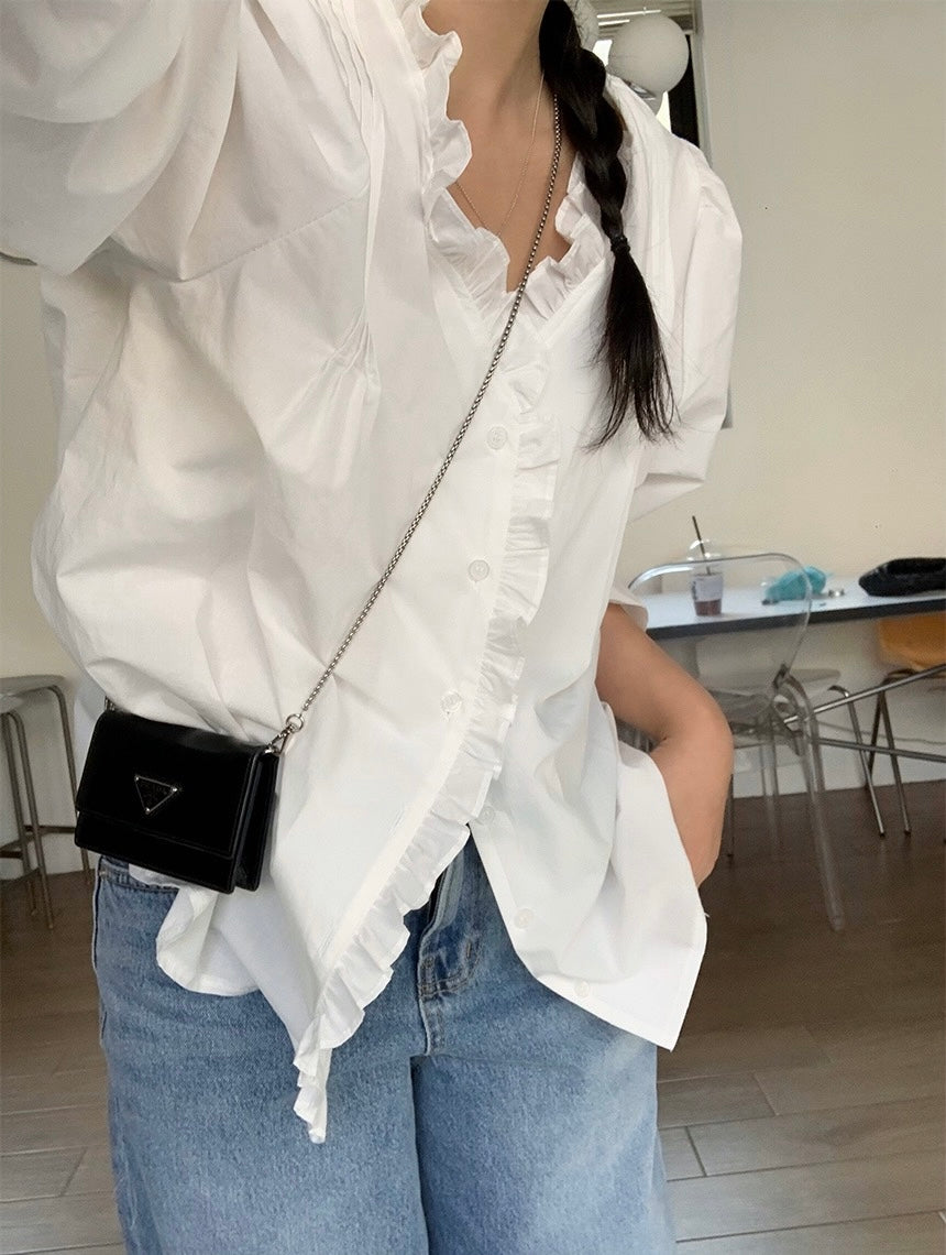 プリーツフリルブラウス