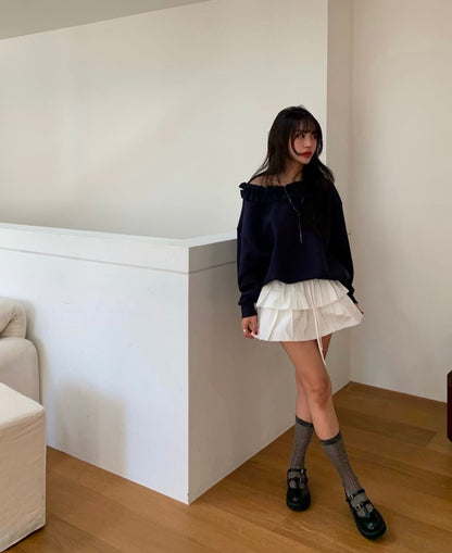 フェイクレイヤードケーキスカートパンツ