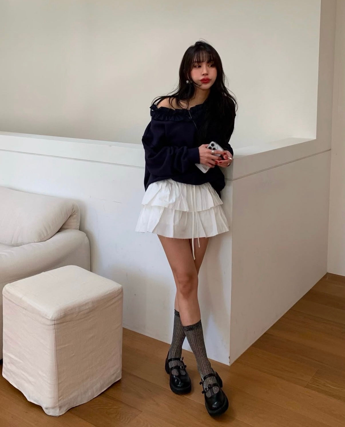 フェイクレイヤードケーキスカートパンツ