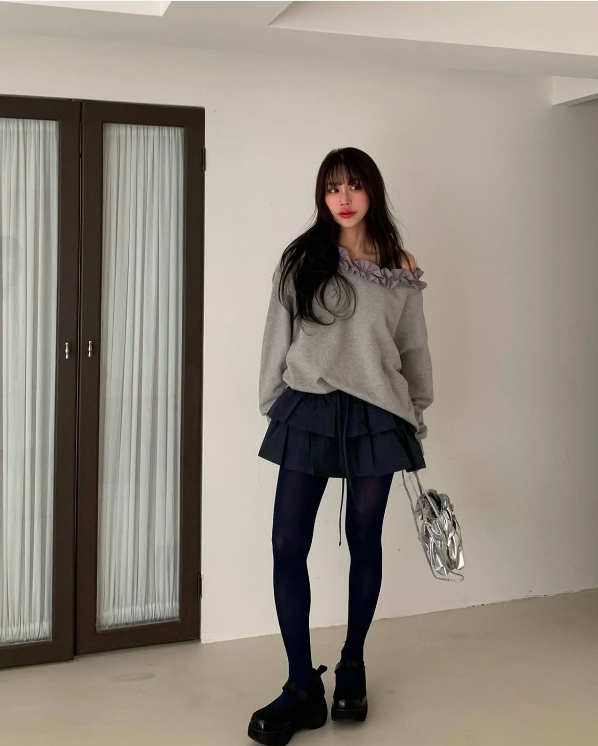 フェイクレイヤードケーキスカートパンツ