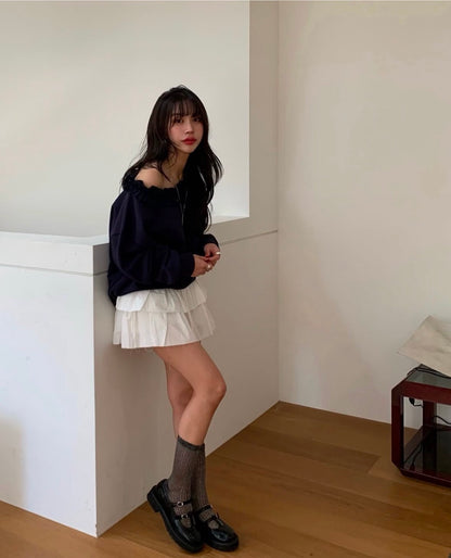 フェイクレイヤードケーキスカートパンツ