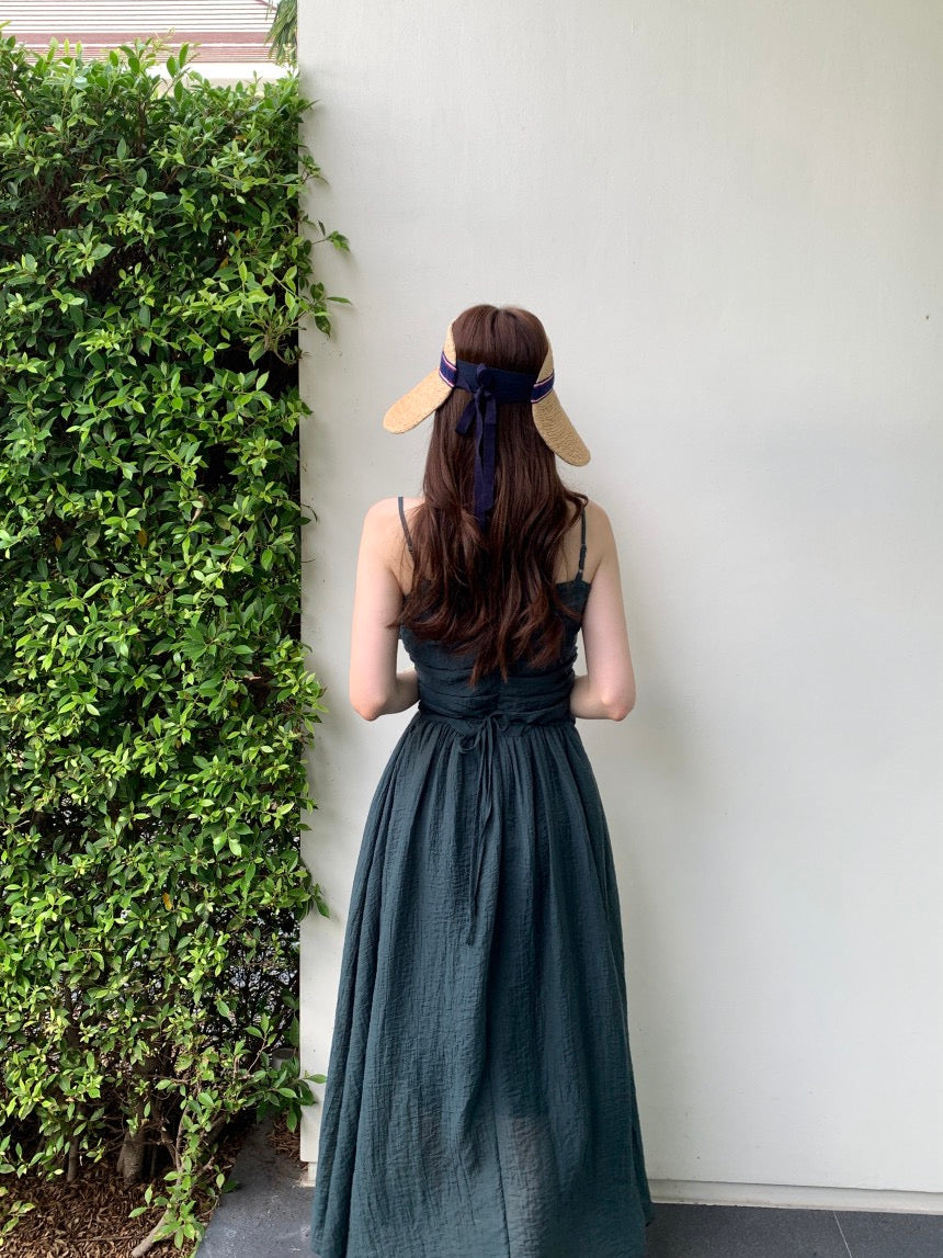 溫柔褶皺抹胸吊帶裙