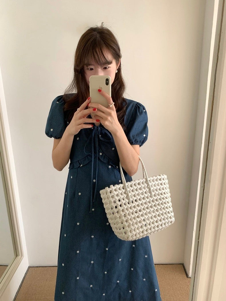 重工刺繡牛仔連身裙