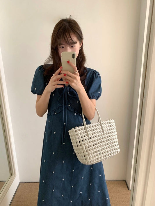 重工刺繡牛仔連身裙