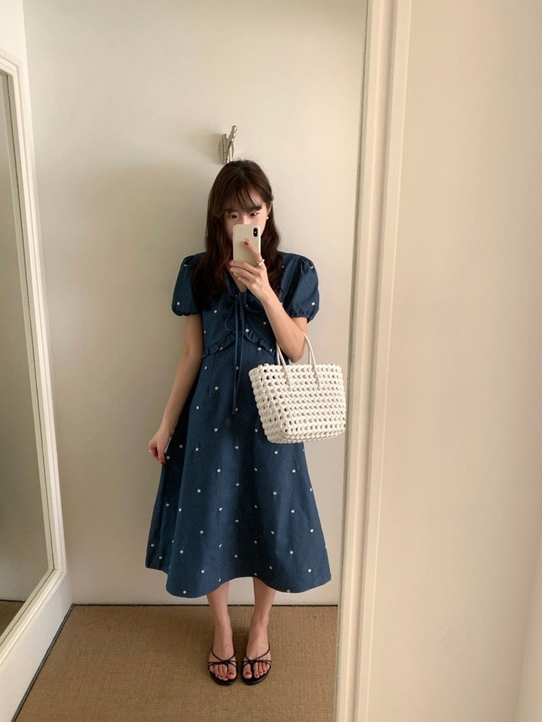 重工刺繡牛仔連身裙