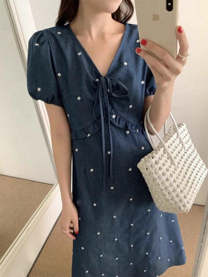 重工刺繡牛仔連身裙