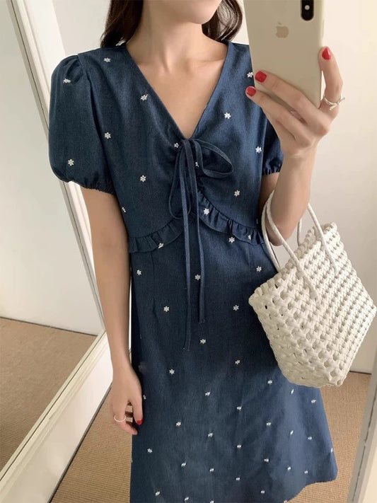 重工刺繡牛仔連身裙