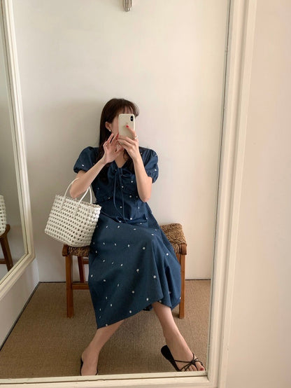 重工刺繡牛仔連身裙