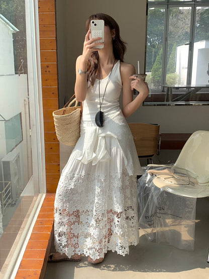 重工鏤空刺繡A字半身裙