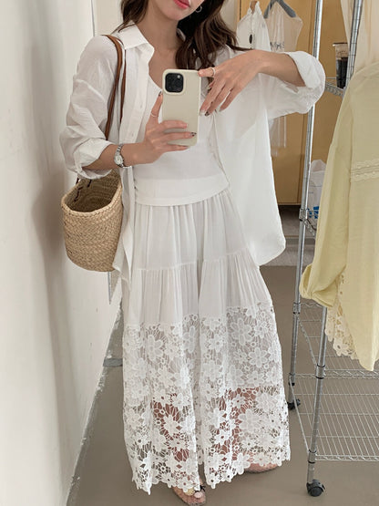 重工鏤空刺繡A字半身裙